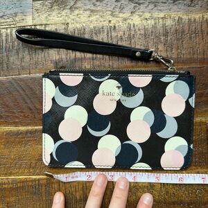 Kate Spade Black Wristlet with Circle Pattern